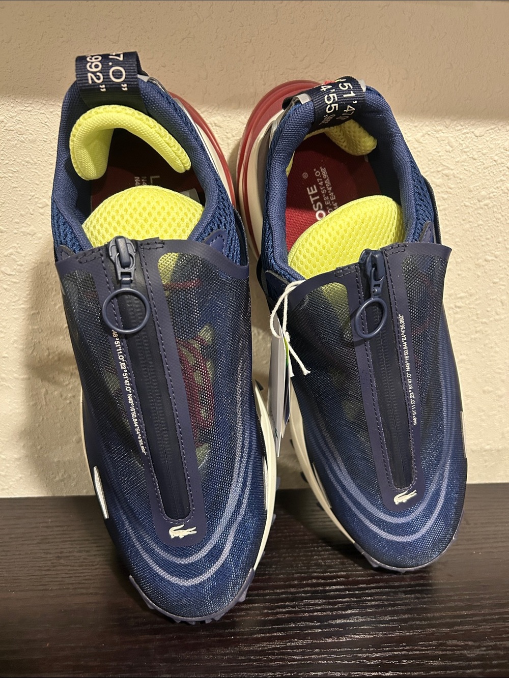 Lacoste Men’s Navy Sneakers with Neon Yellow Accent